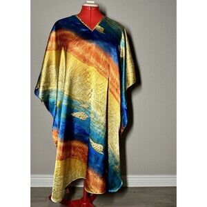 Vintage Satin Winlar Kaftan Caftan Beach Swim Cover Muumuu Dress Wearable Art